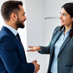 Building Trust & Open Communication**

A professional team meeting in a modern, bright office. A female manager in a modest business dress is actively listening to a male employee who is presenting. The atmosphere is collaborative and positive. fully clothed, appropriate attire, safe for work, perfect anatomy, natural proportions, professional photography, high quality, professional, family-friendly.

**