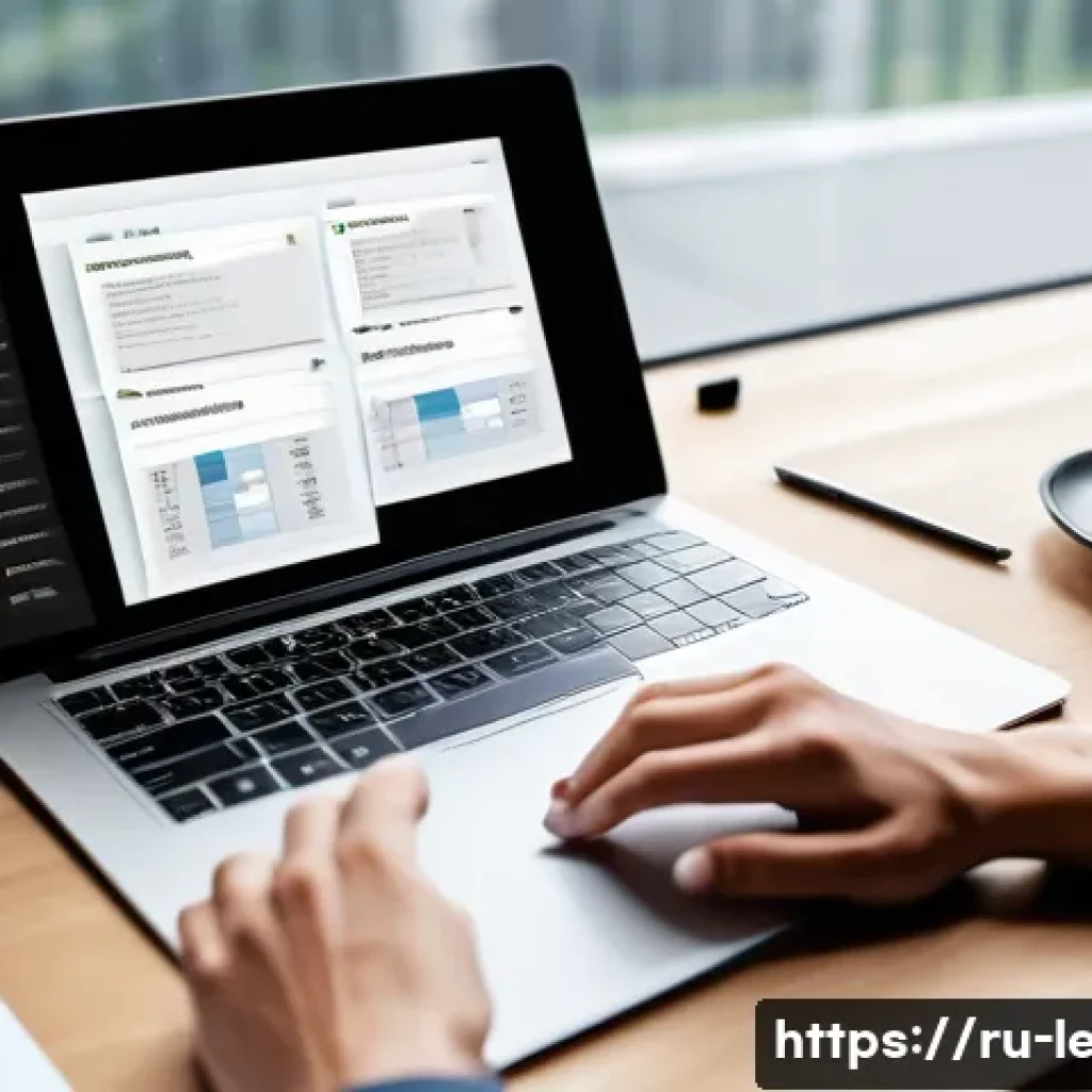 리더십 코치로서의 업무일지 작성법 - A modern workspace scene showing a professional leader-coach sitting at a sleek desk with a laptop a...