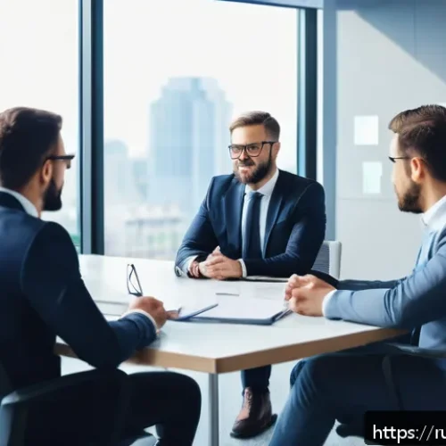 Home 17 리더십 개발을 위한 실전 사례 - A modern corporate office scene depicting a diverse group of business leaders engaged in an empathet...