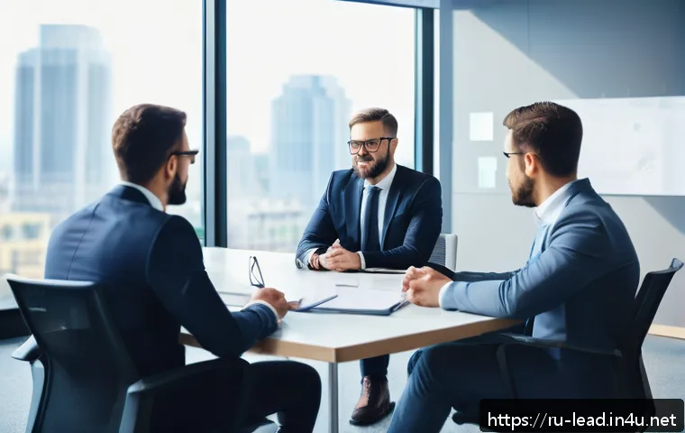 리더십 개발을 위한 실전 사례 - A modern corporate office scene depicting a diverse group of business leaders engaged in an empathet...